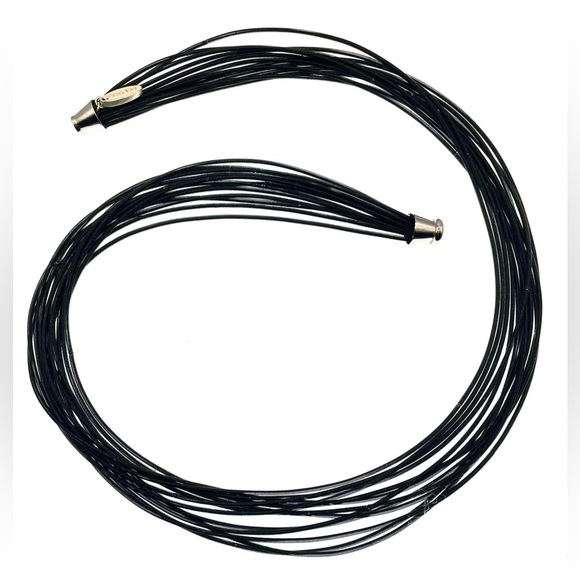 Signed Sea Lily Multistrand Black Piano Wire Necklace Silver Tone Magnetic Clasp - Picture 5 of 6